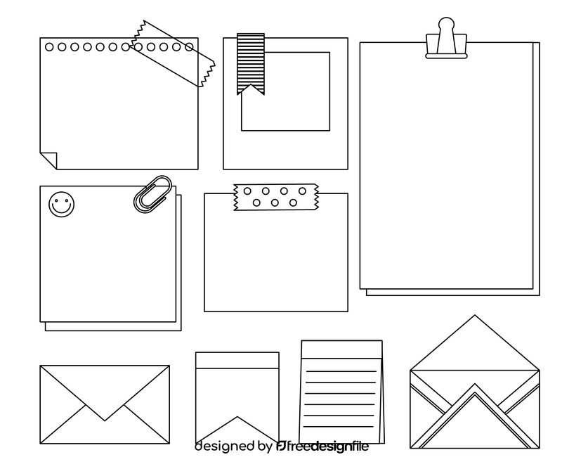 Sticky notes black and white vector free download