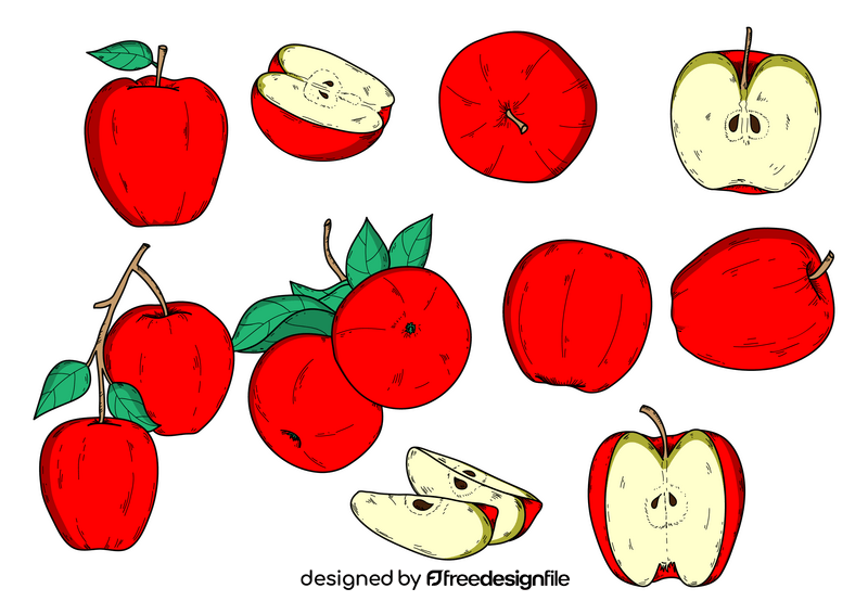 Apple drawing set vector free download