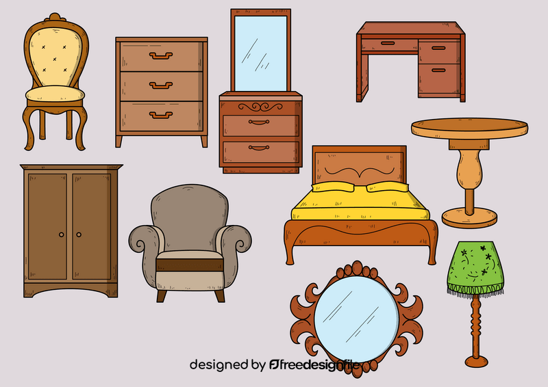 Furniture drawing set vector free download