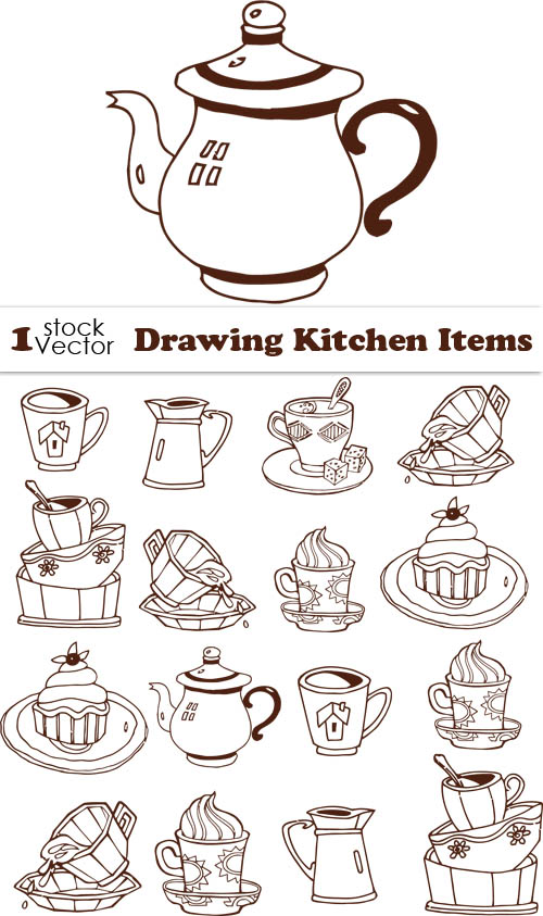 Kitchen tableware Drawing Vector free download