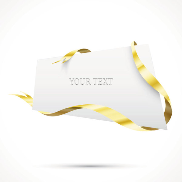 Gold ribbon Invitation card vector 03 free download