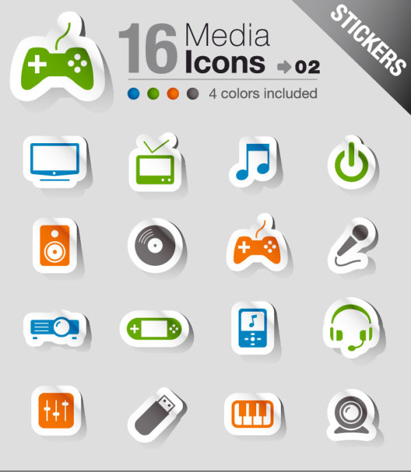 Set of eps Icon stickers elements 03 free download
