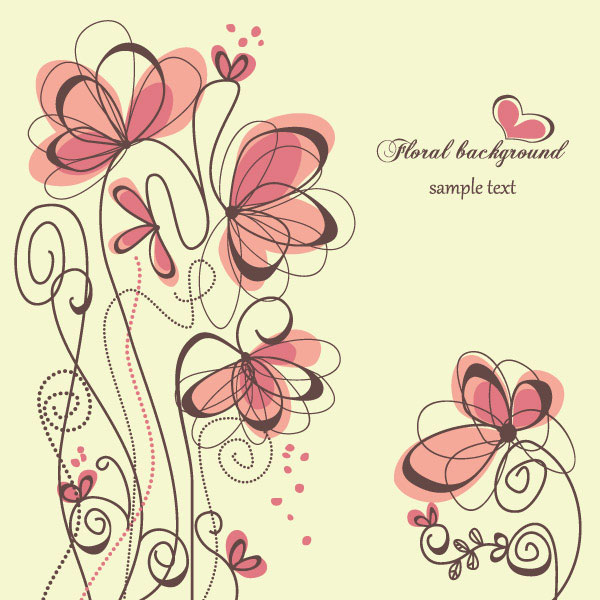 Hand painted of Romantic floral background vector 01 free download