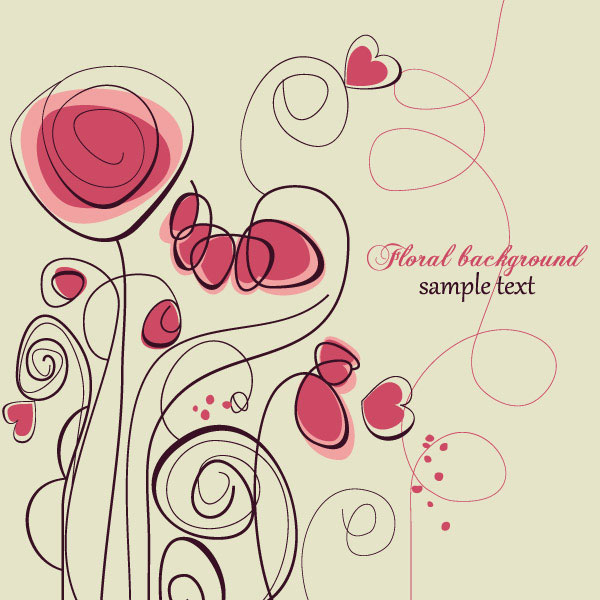 Hand painted of Romantic floral background vector 02 free download