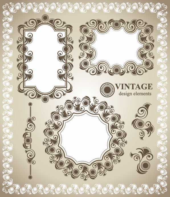 Vintage lace Frames and Borders vector 01 free download