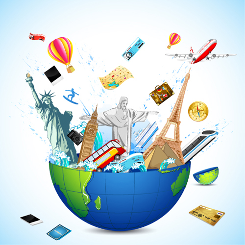 Creative Travel elements vector art 04 free download
