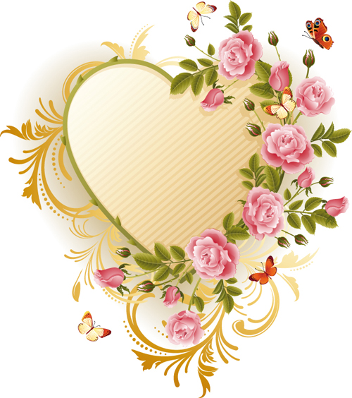 Set of Floral Heart elements vector 04 Vector Floral free download