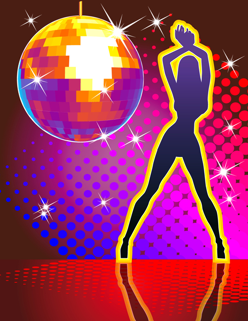 Set of Disco Ball theme background vector 03 free download