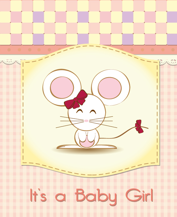 Cute Baby shower cards vector material set 03 Vector Card free download