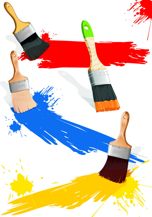 Colorful Paint elements art vector 04 free download