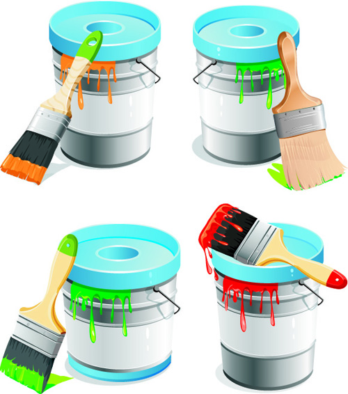 Colorful Paint elements art vector 05 free download