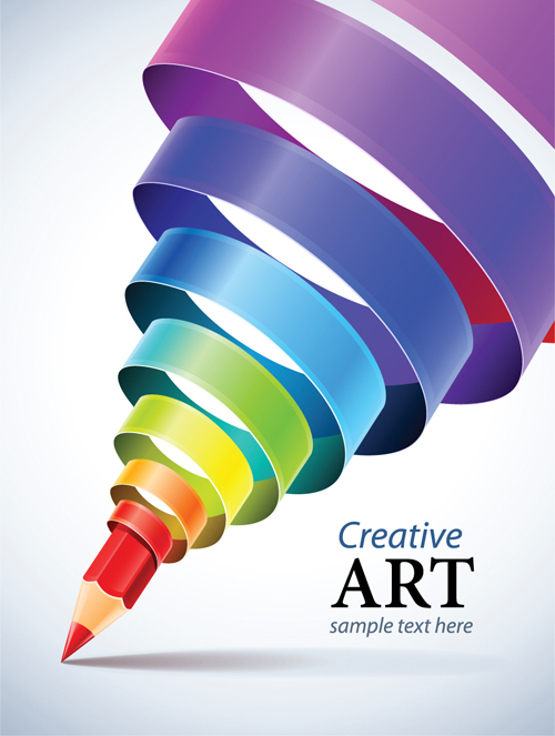 Creative Ribbons cone art background vector 04 free download