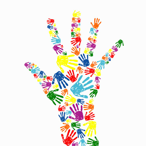 Colorful Hand prints design vector set 03 free download