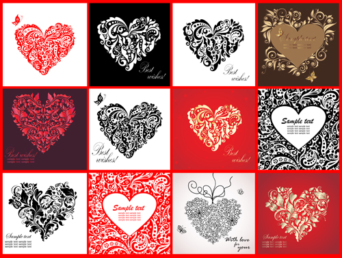 Different Heart design elements vector free download