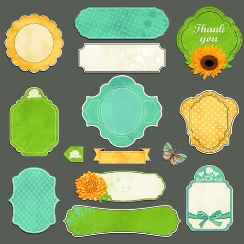 Vintage Sticker labels vector 02 free download