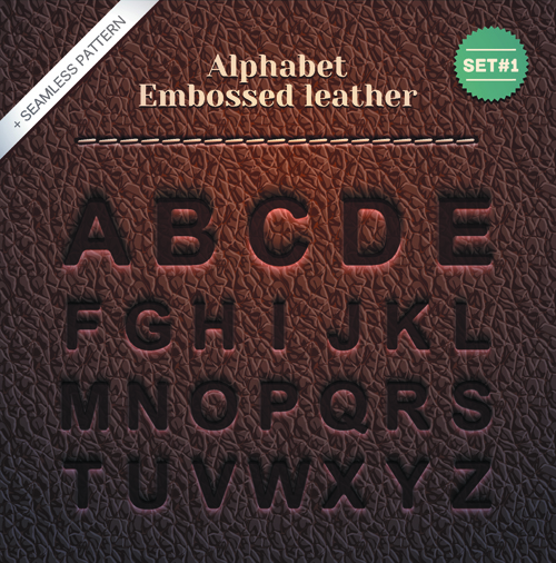 Set of Leather Alphabet vector 01 free download