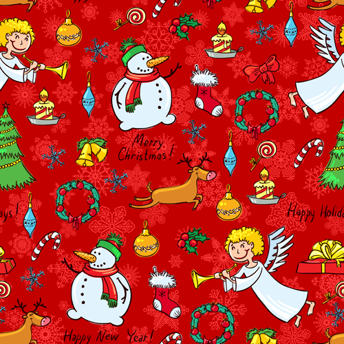 Cute Christmas seamless pattern vector 04 free download