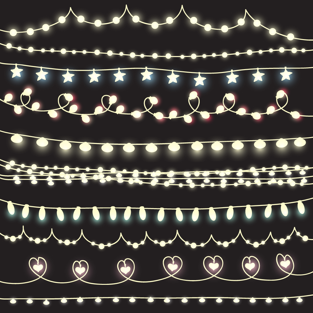 Cute lights borders vector set 01 free download