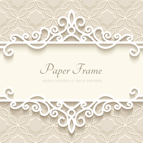 Paper frame with beige background vector 03 Vector Background, Vector