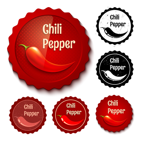 Chili retro labels vector material free download
