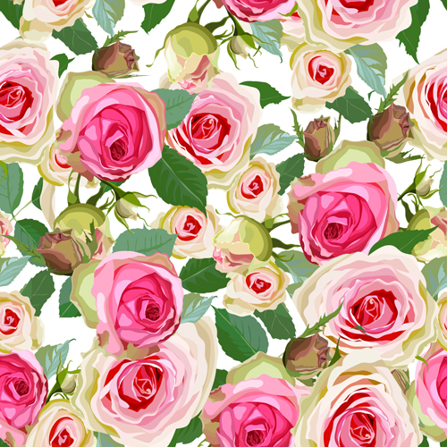 Seamless pink roses vector pattern free download