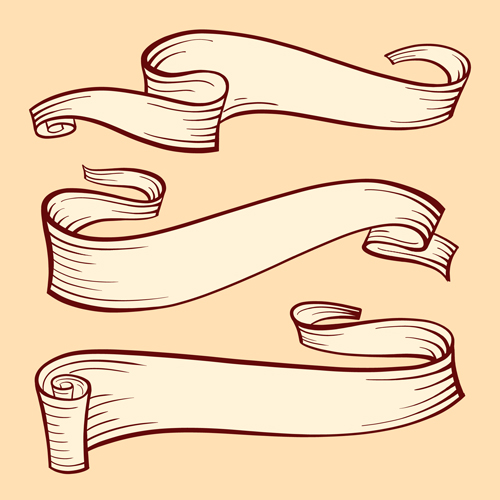 Hand drawn ribbons creative vector 03 free download