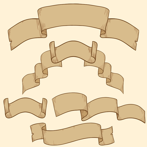 Hand drawn ribbons creative vector 08 free download