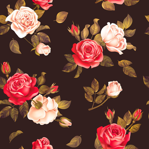 Red with white rose seamless pattern vector 02 free download