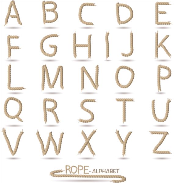 Rope alphabet vector design Vector Font free download