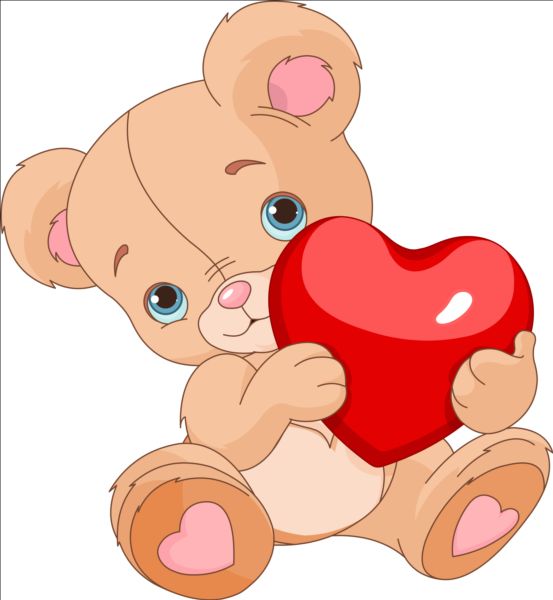 Teddy bear with red heart vector free download