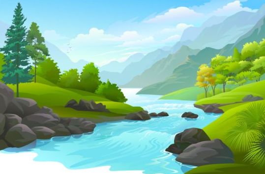 Beautiful Jungle landscape vector graphics 05 free download