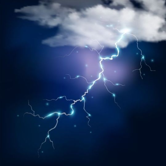 White clouds and flashes lightning vector material 03 free download