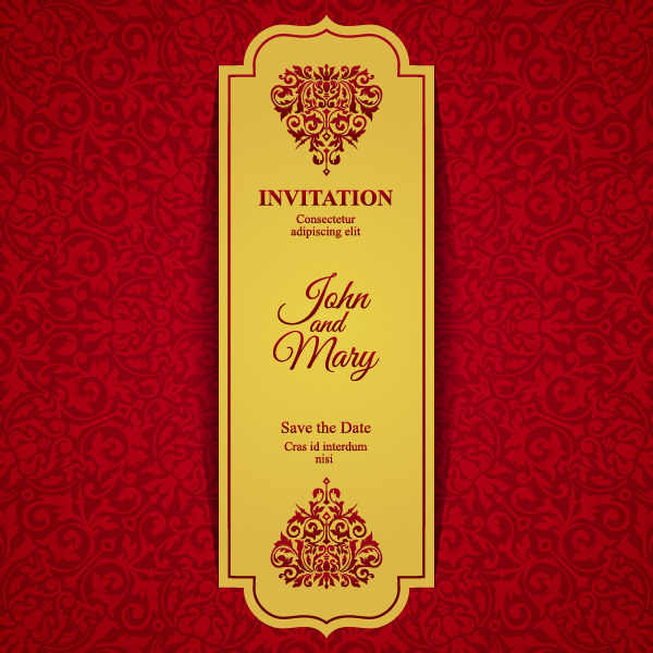 Red with golden invitation template vector 20 Vector Card free download