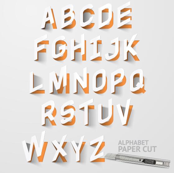 Paper cut alphabet vector material free download