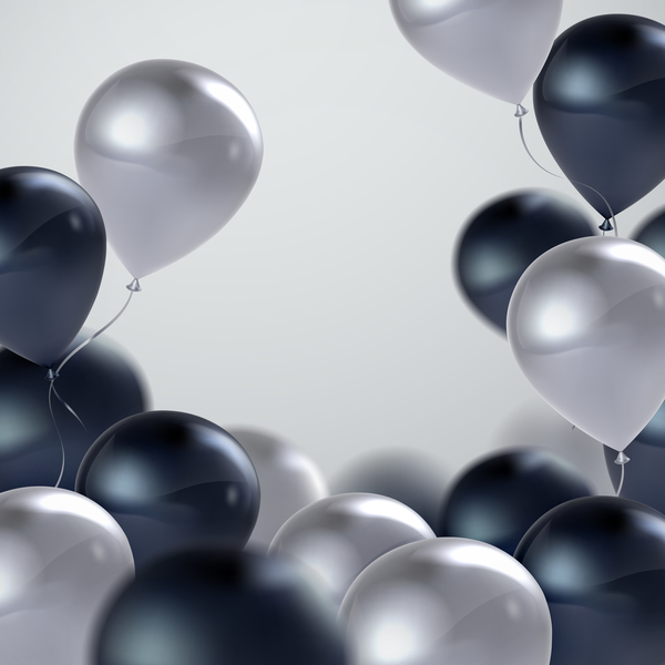 Silver with blue balloon background vector free download