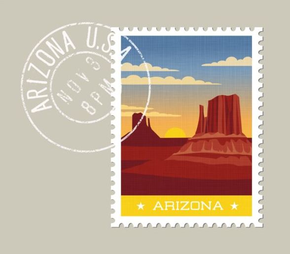 Arizona postage stamp template vector free download