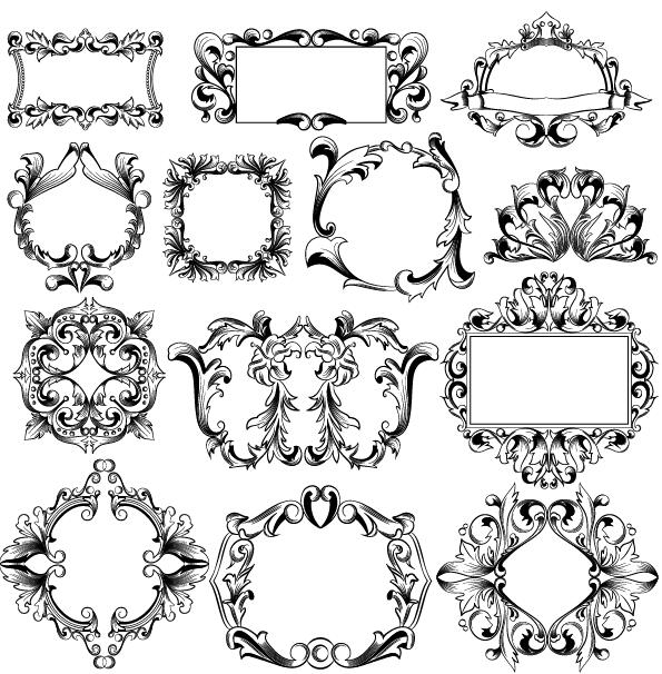 Classical ornaments frame vector set free download