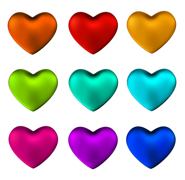 Shiny colored heart vector set free download