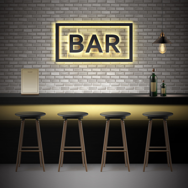 Bar interior design vector material free download