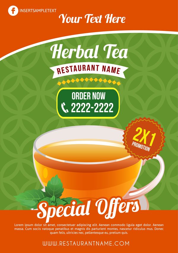 herbal tea poster template vector material free download