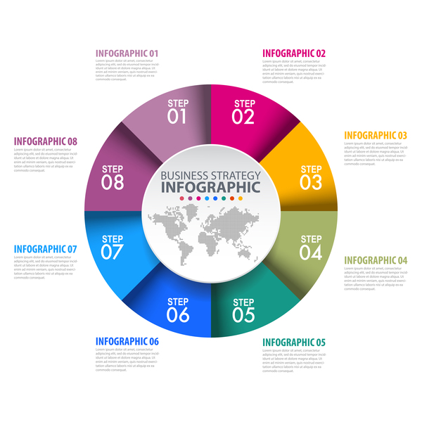 Colored circle infographic template vector free download