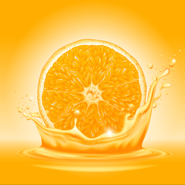 Orange juice splash vector background free download