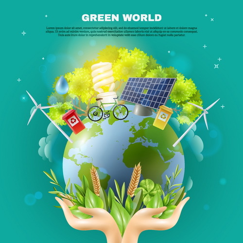Green world poster vector template free download