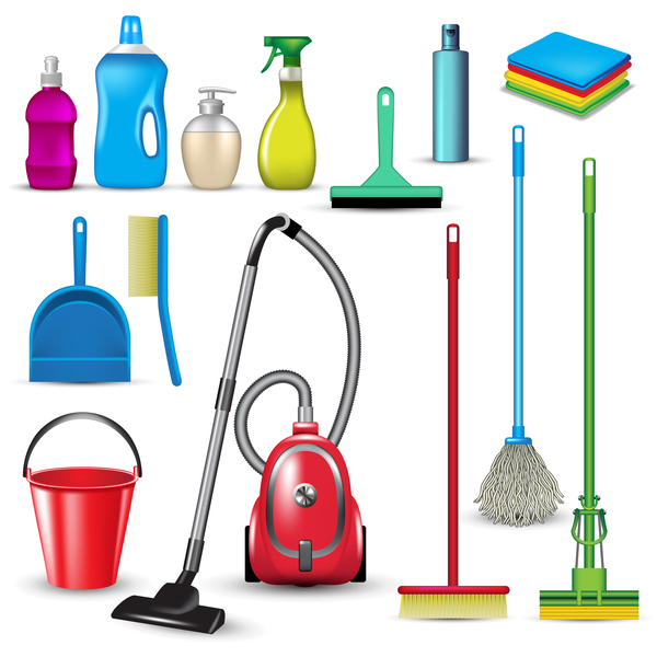 Cleaning tools design vector set 04 free download