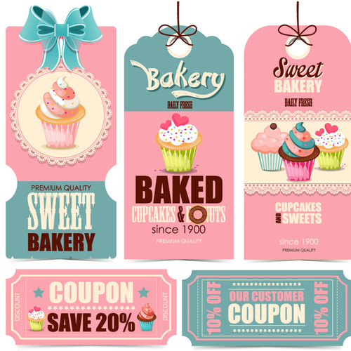 Cake pastry label vector material free download