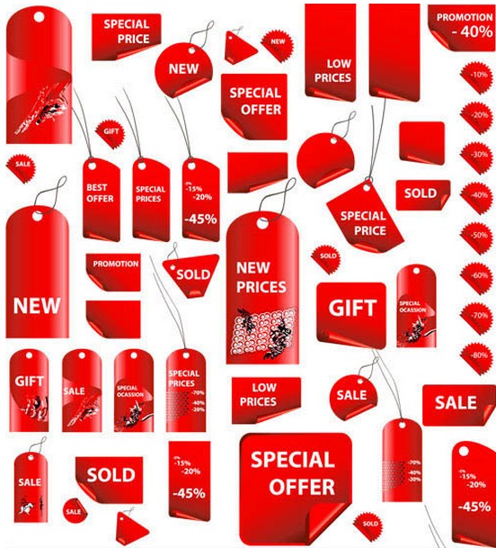 Different Red Tags vector free download