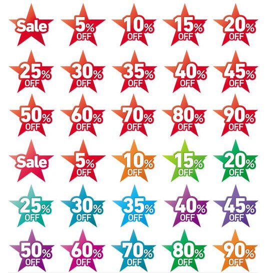 Sale Stars Stickers vector free download