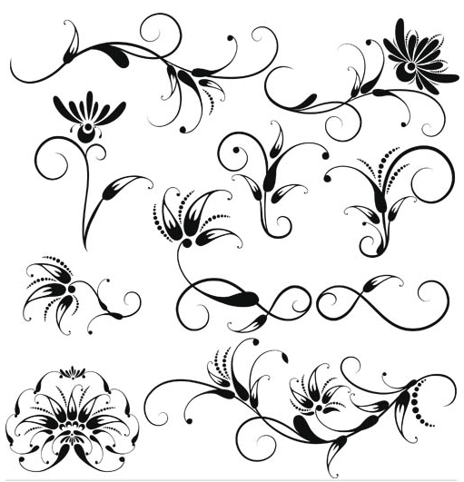 Swirl Floral Elements vector free download