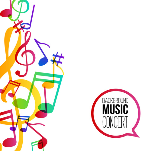 White background music notes Vector free download