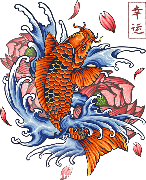 Japanese Koi Tattoo Vector Free Download 618_x_500_jpg